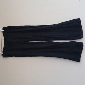 Black Linen drawstring pants Wide Leg Size Small Tall
